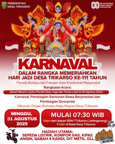 Begini Semarak Karnaval Desa Warnai HUT Trikarso ke-111